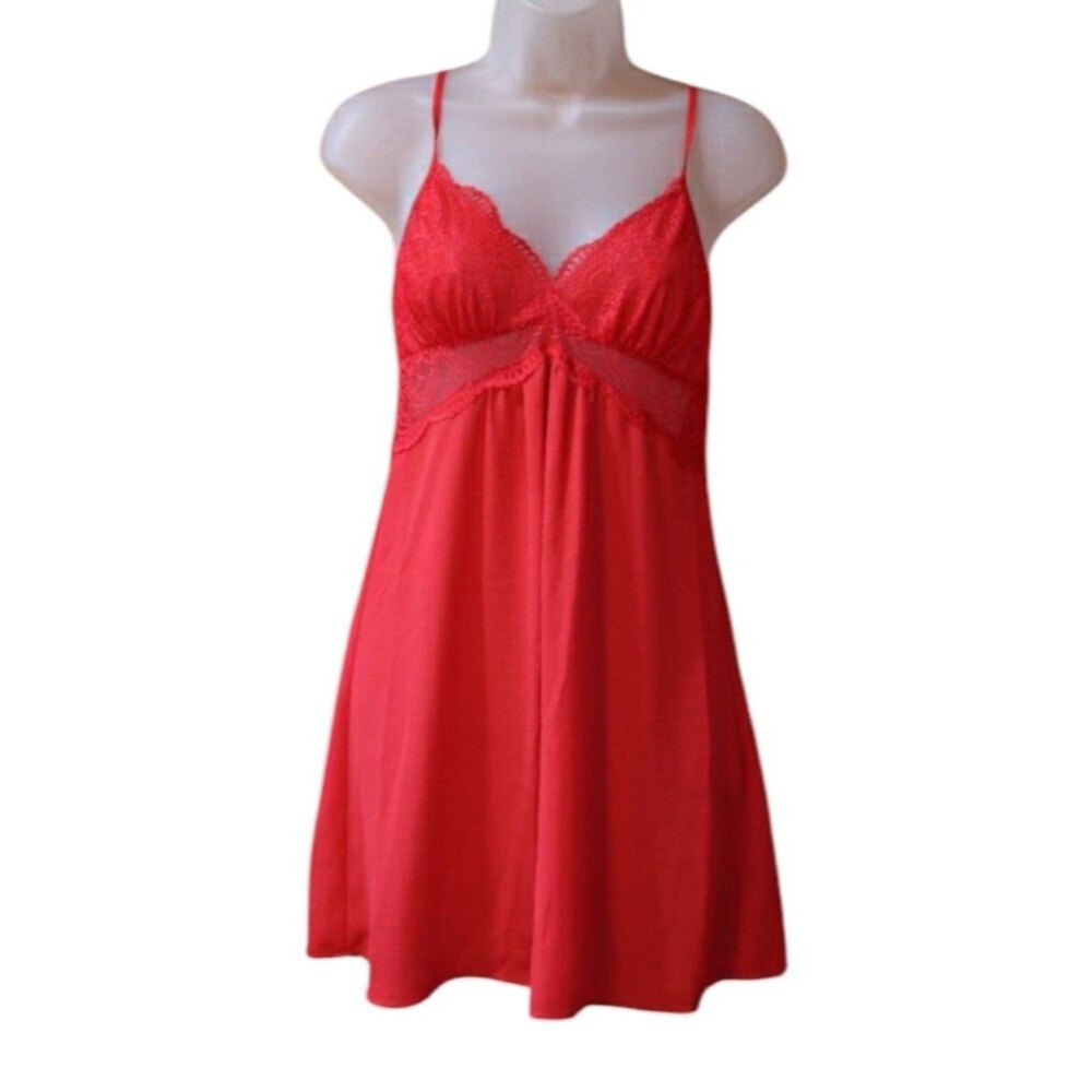 INC International Concepts Red Chemise with Adjustable Straps Sexy Lingerie